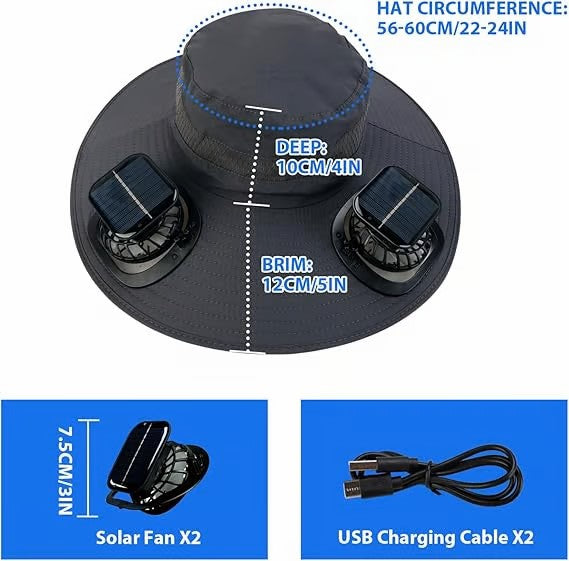 🏆 50K+ SOLD! – Almost Gone-⚡2025 New Ultralight Solar Fan Sun Hat – Lighter Than a Baseball!⚾