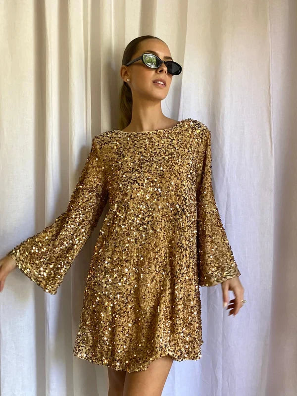Christmas Sale đđ-49% OFF-XMAS Sequined Tie Back Midi Dress
