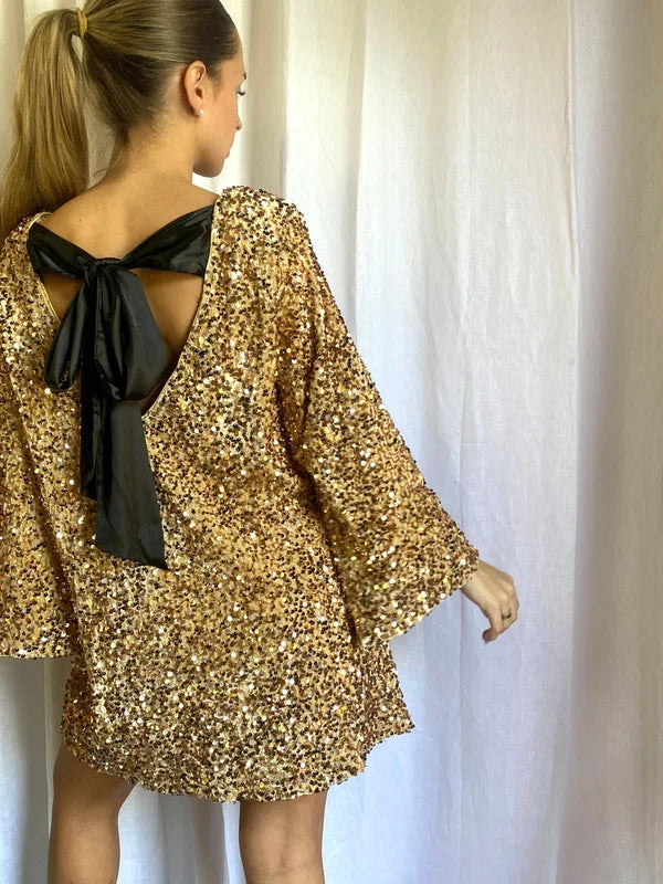 Christmas Sale đđ-49% OFF-XMAS Sequined Tie Back Midi Dress