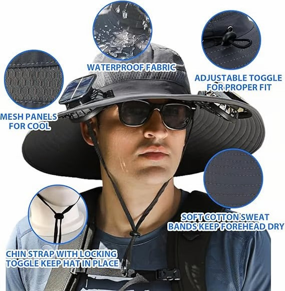 🏆 50K+ SOLD! – Almost Gone-⚡2025 New Ultralight Solar Fan Sun Hat – Lighter Than a Baseball!⚾