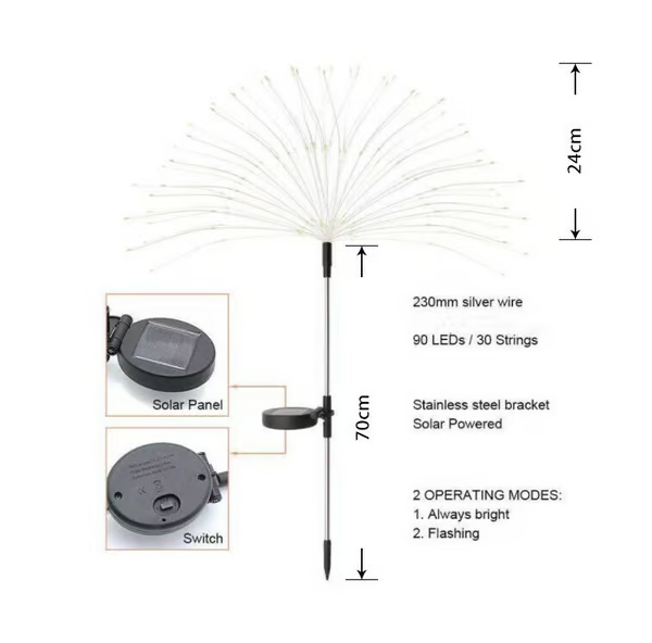 đWaterproof Solar Garden Fireworks Lamp