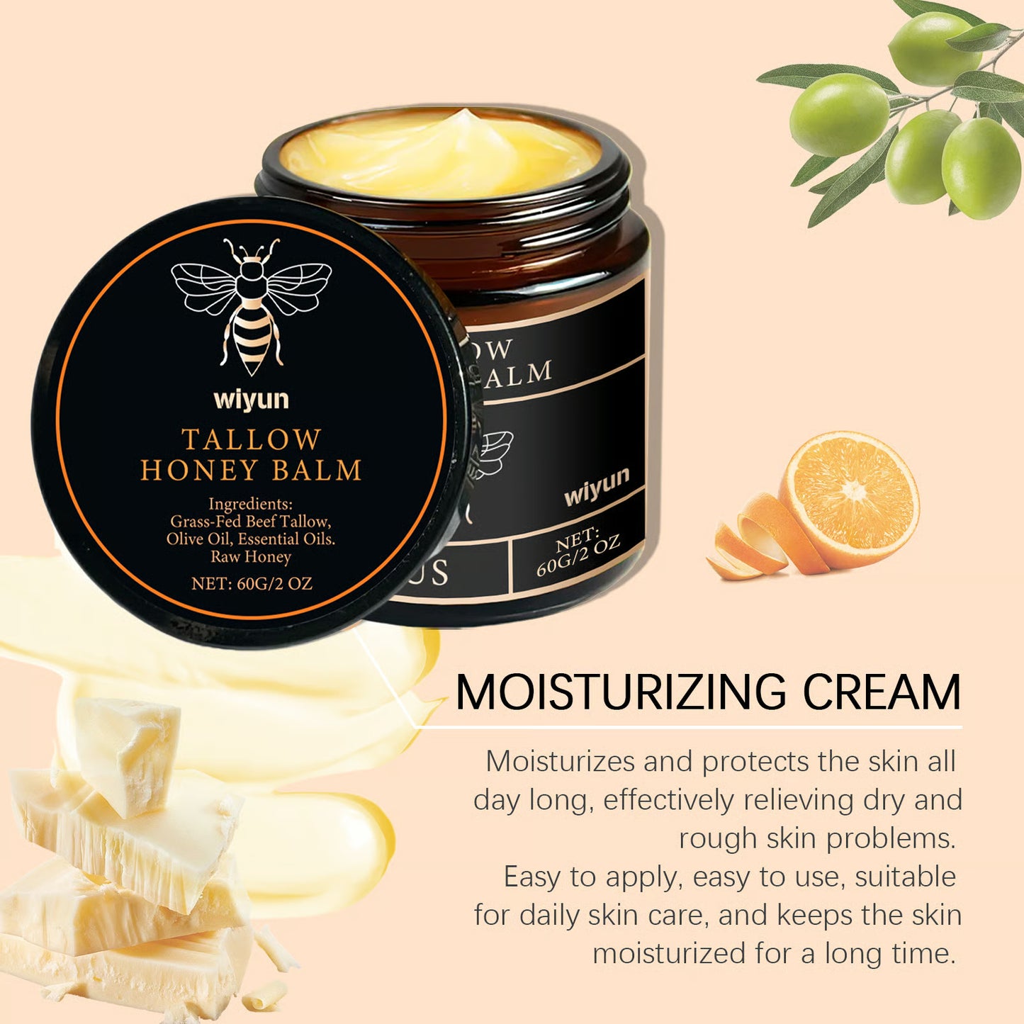 ⏳LAST DAY 🔥Organic Grass-Fed Beef Tallow Balm with Raw Honey