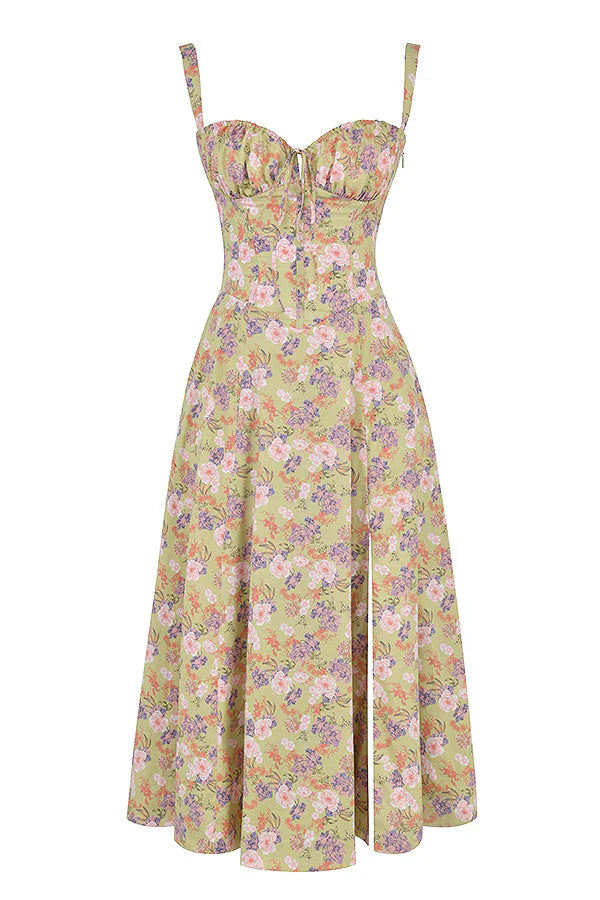Floral Bustier Midriff Waist Shaper Dress