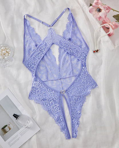 Bridal Whisper Halter Neck Lace Teddy