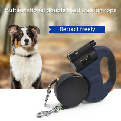 Dual Dog Leash with Tangle-Free Swivel & LED Light