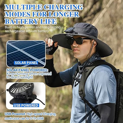 🏆 50K+ SOLD! – Almost Gone-⚡2025 New Ultralight Solar Fan Sun Hat – Lighter Than a Baseball!⚾