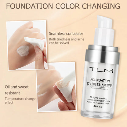 TLM Color Changing Liquid Foundation - Perfect Concealer, Long-lasting, BB Cream Primer Conceale
