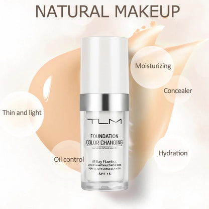 TLM Color Changing Liquid Foundation - Perfect Concealer, Long-lasting, BB Cream Primer Conceale