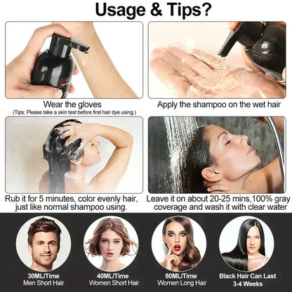 🔥The 100% Black Instant 3-in-1 Hair Dye Shampoo
