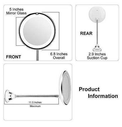 🔥360° Flexible Light Up 10X Magnification Makeup Mirror