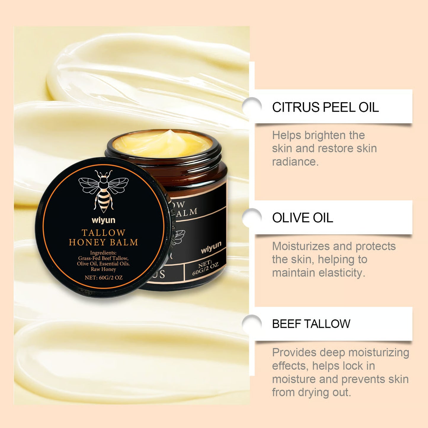 ⏳LAST DAY 🔥Organic Grass-Fed Beef Tallow Balm with Raw Honey