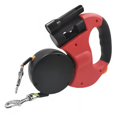 Dual Dog Leash with Tangle-Free Swivel & LED Light