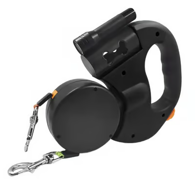 Dual Dog Leash with Tangle-Free Swivel & LED Light