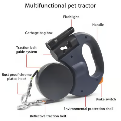 Dual Dog Leash with Tangle-Free Swivel & LED Light